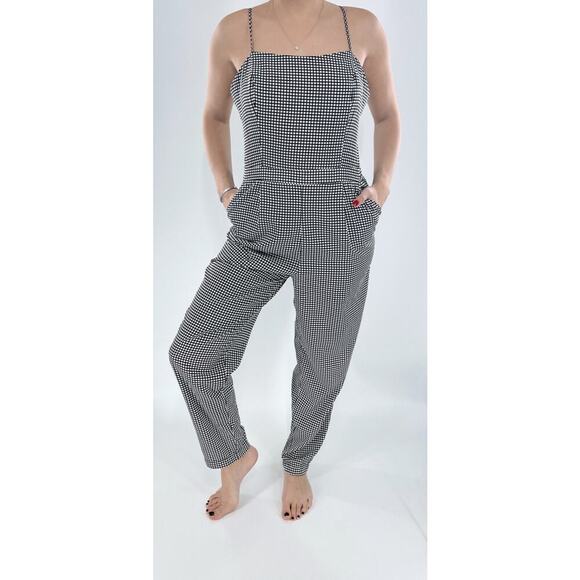 Forever 21 Black and White Check Checkered Plaid Jumpsuit Size Medium - Picture 1 of 4